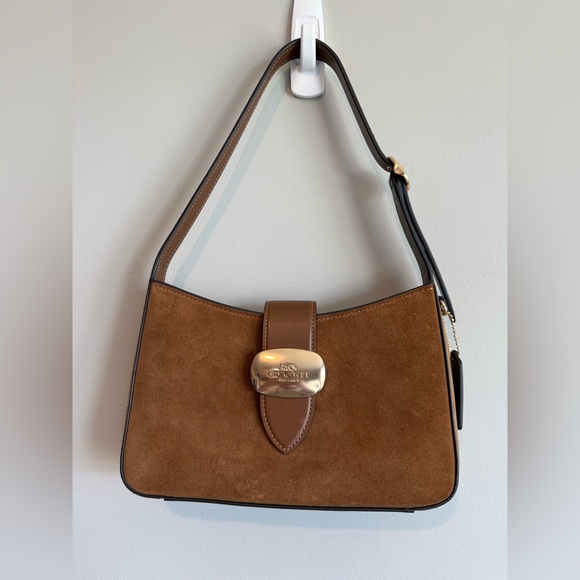 Coach Eliza Shoulder Bag Tan Leather Suede - Picture 3 of 15
